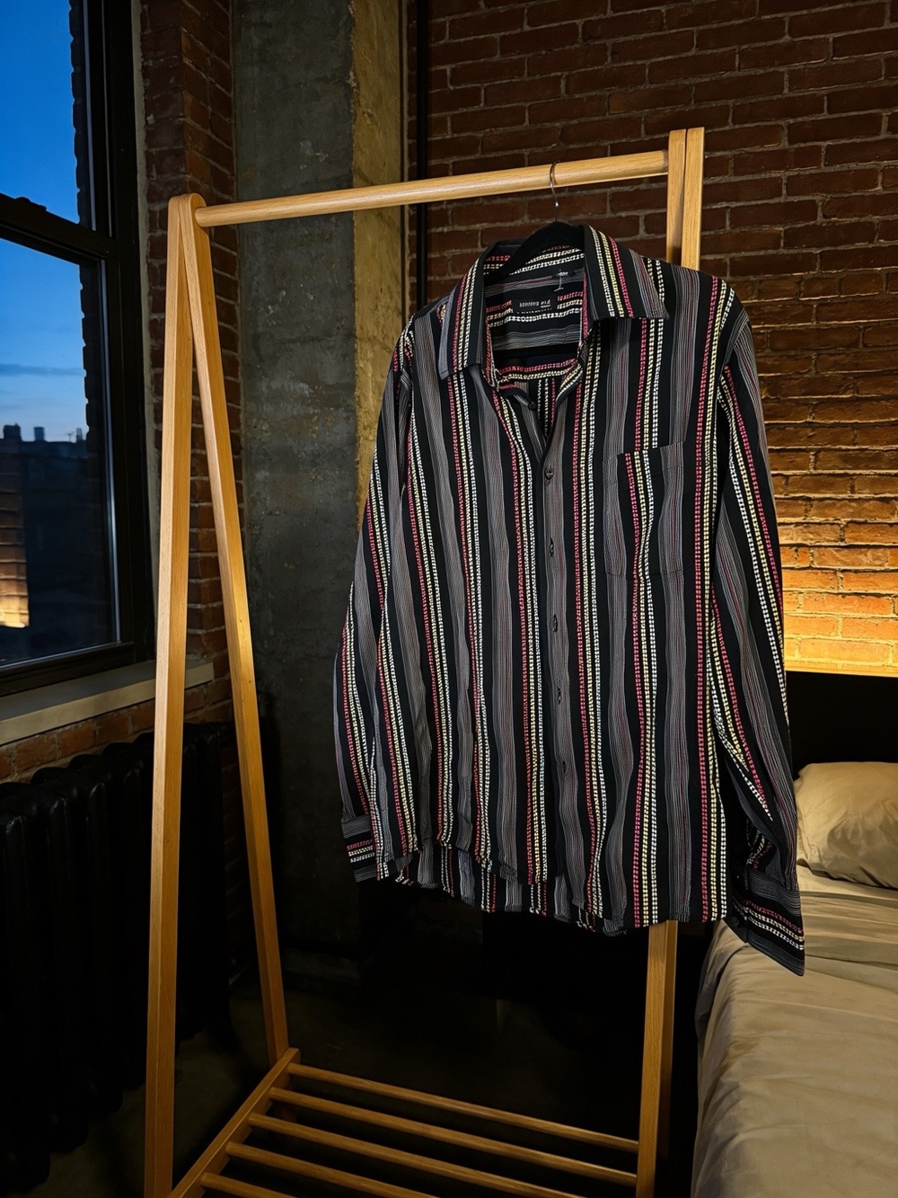 Black Multi-Stripe Men’s Button-Up Shirt